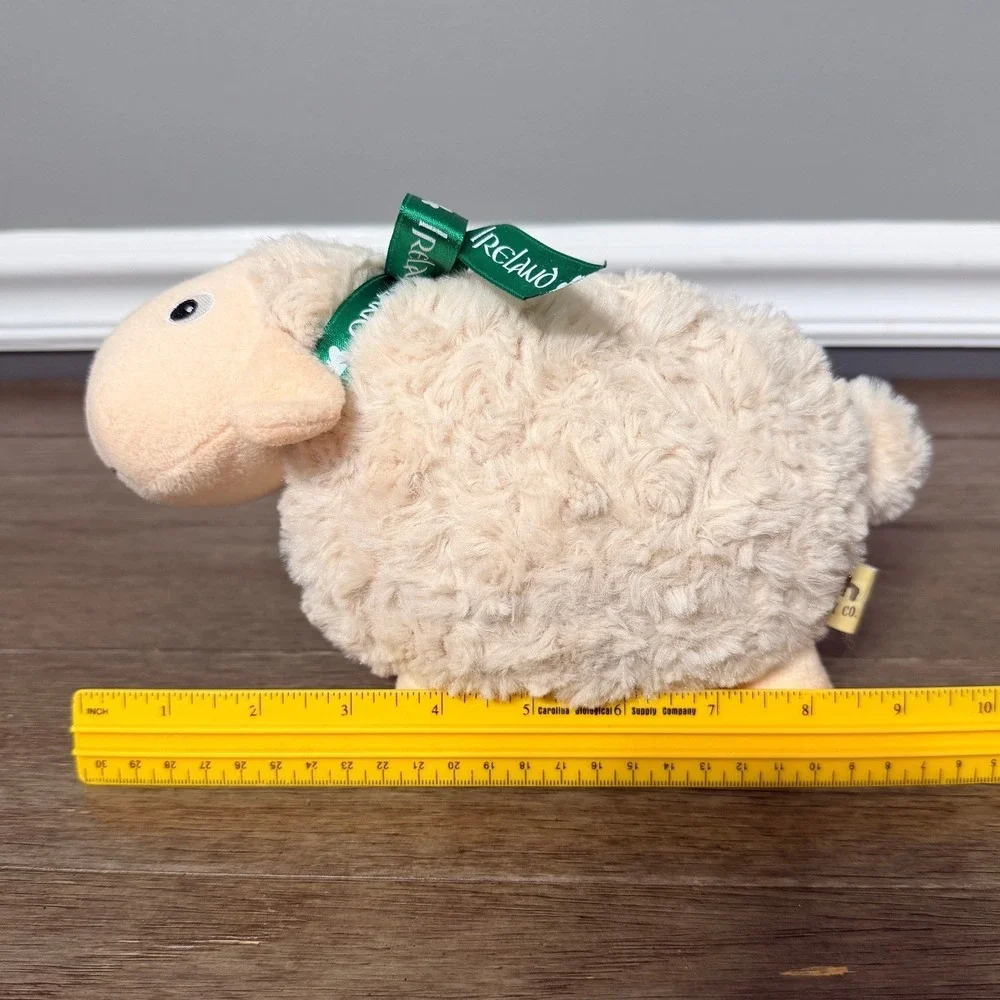 The Irish Soft Toy Co Sheep‎ Plush Cream Stuffed Animal Ireland Green Ribbon